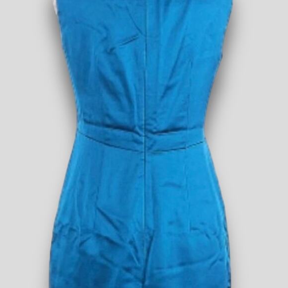 NANETTE LEPORE SEXY SATIN FAUX WRAP MIDI DRESS ELECTRIC BLUE 6 SMALL - Picture 4 of 5